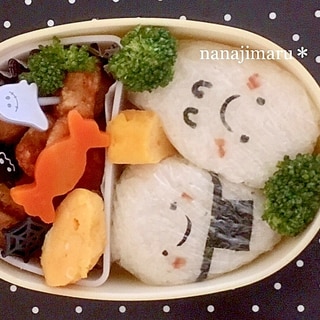 ★ハロウィン弁当★おばけちゃん塩おにぎり♫